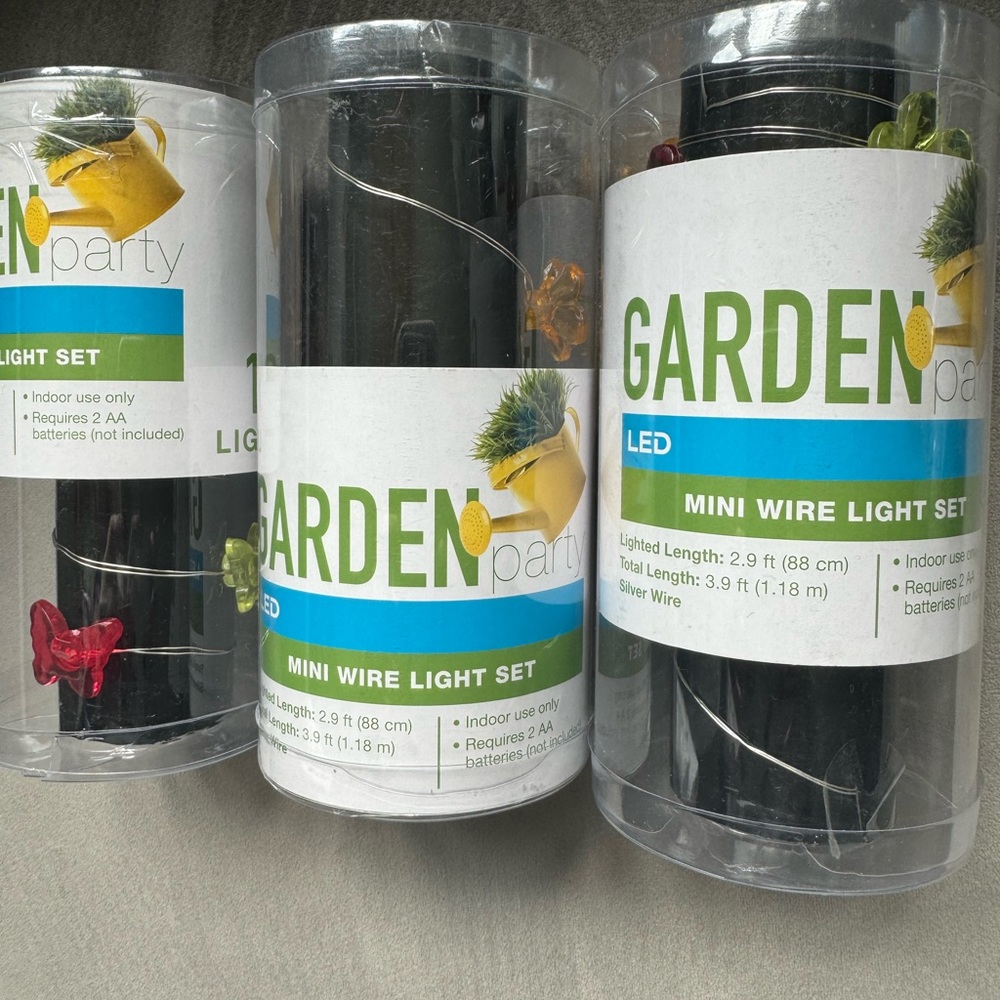 🦋✨ Garden Party LED Mini Wire Light Set - Indoor, Battery Operated,  Set of 3